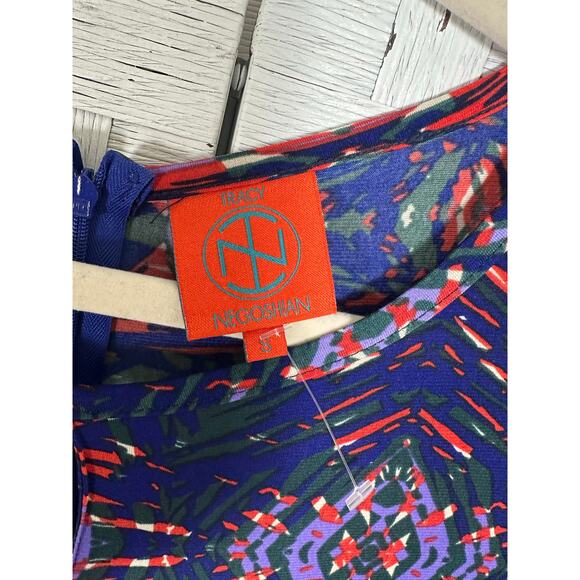 Tracy Negoshian women’s dress fit & flare long sleeve colorful feminine modern - Picture 6 of 11